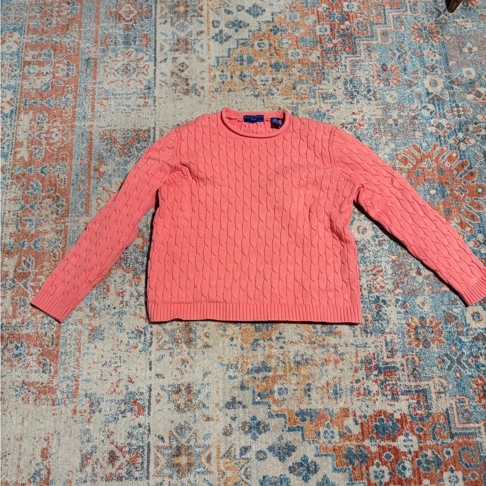 Karen Scott vintage 100% cotton rollneck cableknit sweater